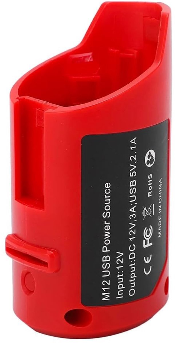 Vlemico - USB-laderadapter - Milwaukee M12 batterijadapter - Oplaadopties voor meerdere apparaten - Draagbaar formaat - Geschikt voor telefoon, tab...