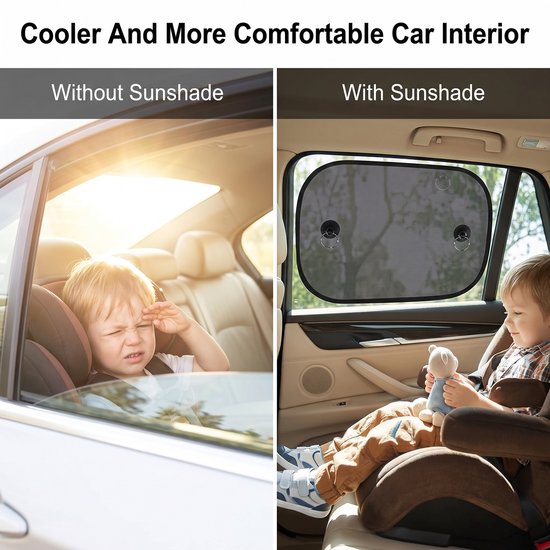 Zonnescherm auto - Zonwering Zijruiten - TENZHVXI® - Dubbel Laag Gaas Blokkeert 97% UV Straling - Twee Sterke Zuignappen Voor Veilige Montage - Nylon Mesh 17 X 14 Inch - Universeel Pasvorm Voor Zijramen En Achterruit — afbeelding 2