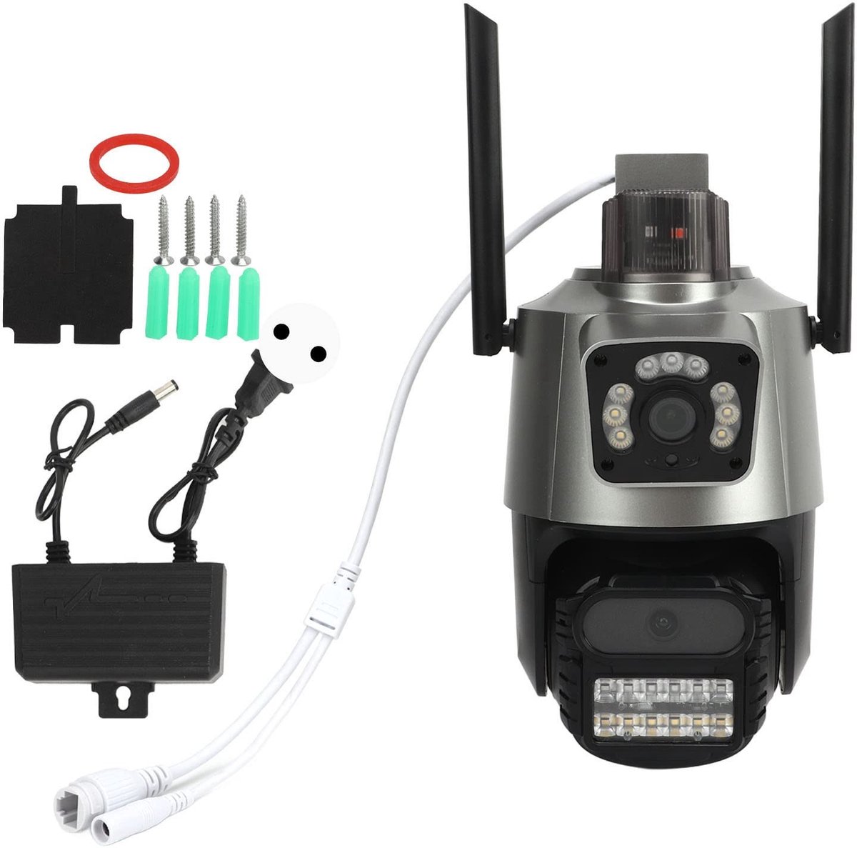 Vlemico - Beveiligingscamera - Dual Screen Wifi Beveiligingscamera 400W - IP66 Waterdicht - Nachtvisie - Bewegingsdetectie - Geschikt voor Buiten -...