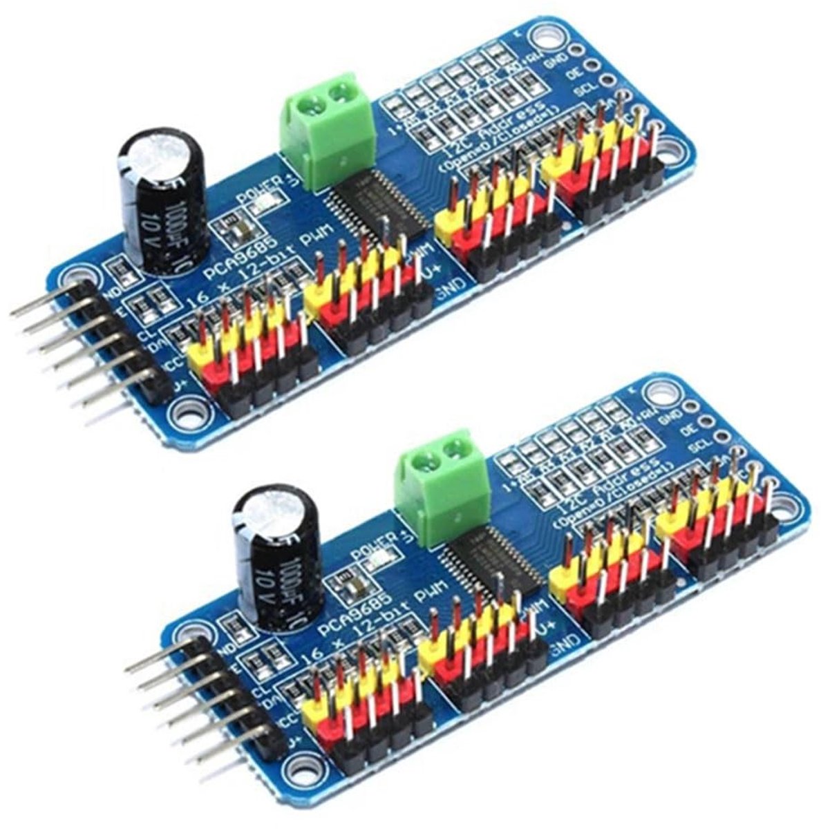 PCA9685 PWM Motor Driver - 2 Pack 16 Kanalen 12-Bit IIC Module voor Arduino Robot