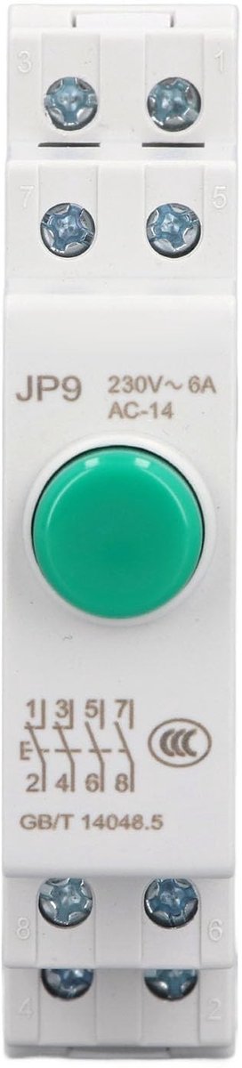 Dailygoods - Din Rail Drukknop - Drukknop Aan Uit - Geschikt voor Magnetische Starter - Groen - 2NO 2NC - Handige Schakelaar voor Elektrische Bedienin