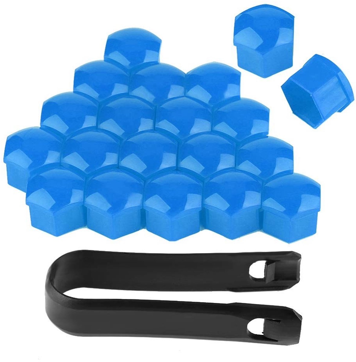 Elzusha - Wheel Screw Caps - Bescherming voor velgen - 20 stuks - 19 mm - Decoratieve doppen voor wielbouten - Geschikt voor auto's - Blauw