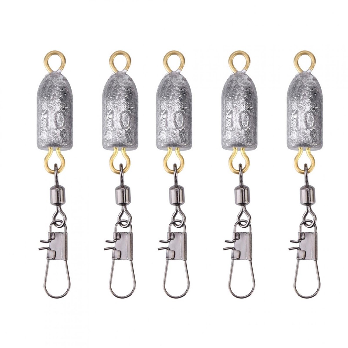 Allecto - 5 Stuks Vislood Gewichten - Sinkers met Interlock Snap