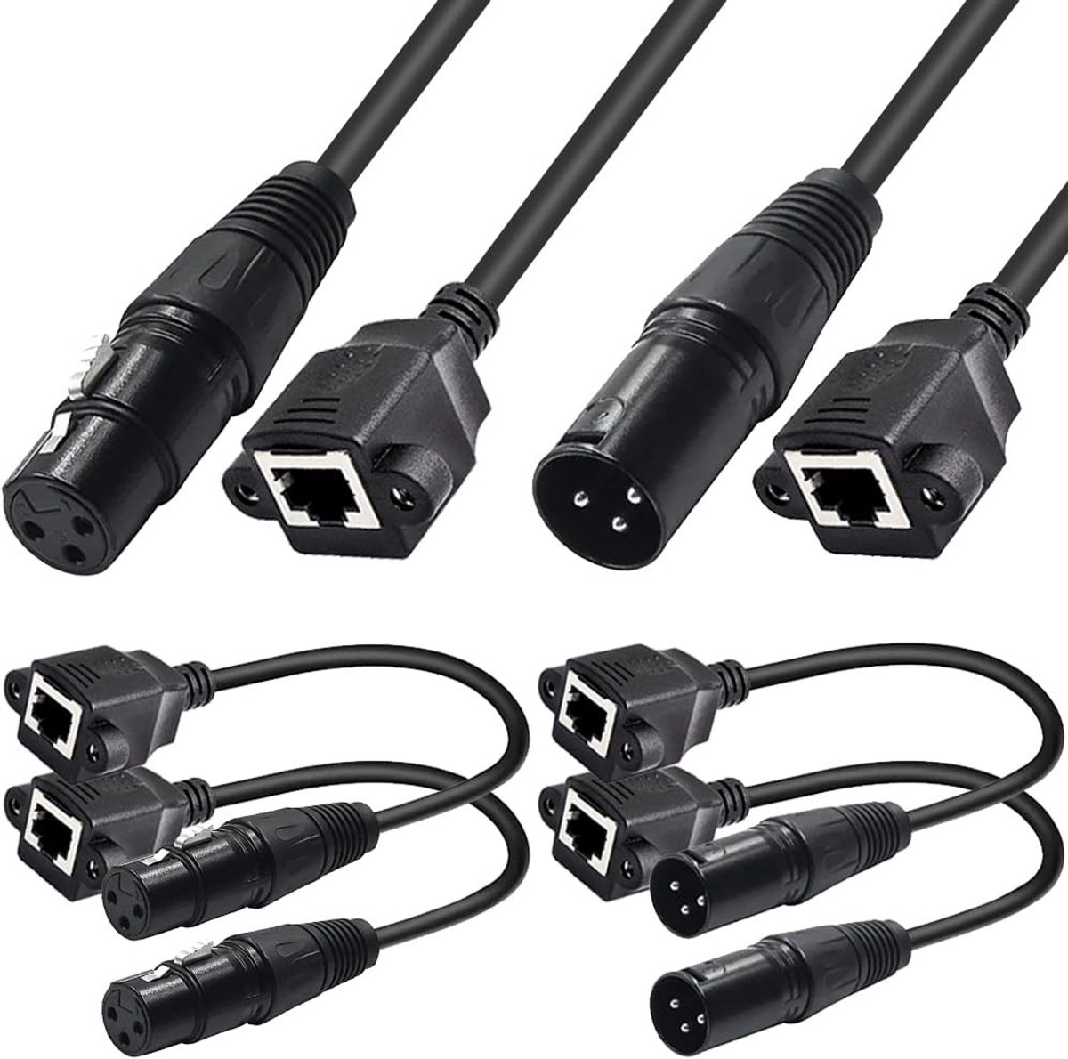 XLR 3Pin naar RJ45 Female Kabel - 4 Stuks - Adapter voor DMX-CON Controller