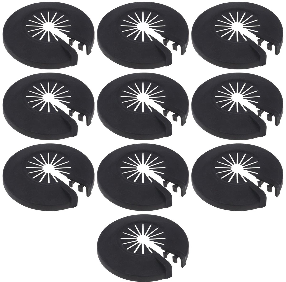 Elzusha - Pijp decoratieve afdekking - 10 stuks kunststof pijpkragen - Zwart - Radiator accessoires voor 8-29 mm verwarmingsleidingen