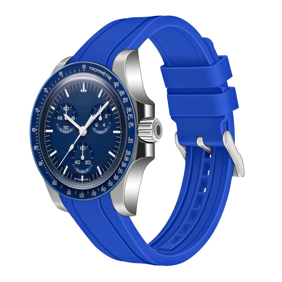 Dailygoods - Gebogen Uiteinden Horloge Band - Sportieve Vervangband - Zacht Siliconen Rubber - 22mm - Universeel Horlogebandje - Geschikt voor Mannen