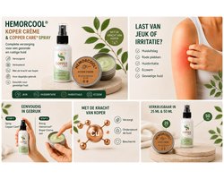 Hemorcool® Koper Crème & Copper Care® Spray – Tegen Jeuk, Huidirritatie & Huiduitslag – Verzorgende Kopercrème + Spray – 25 ml & 50 ml