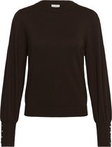 Kaffe KAlizza Round Neck Pullover Buttons Dames Trui - Coffee Bean