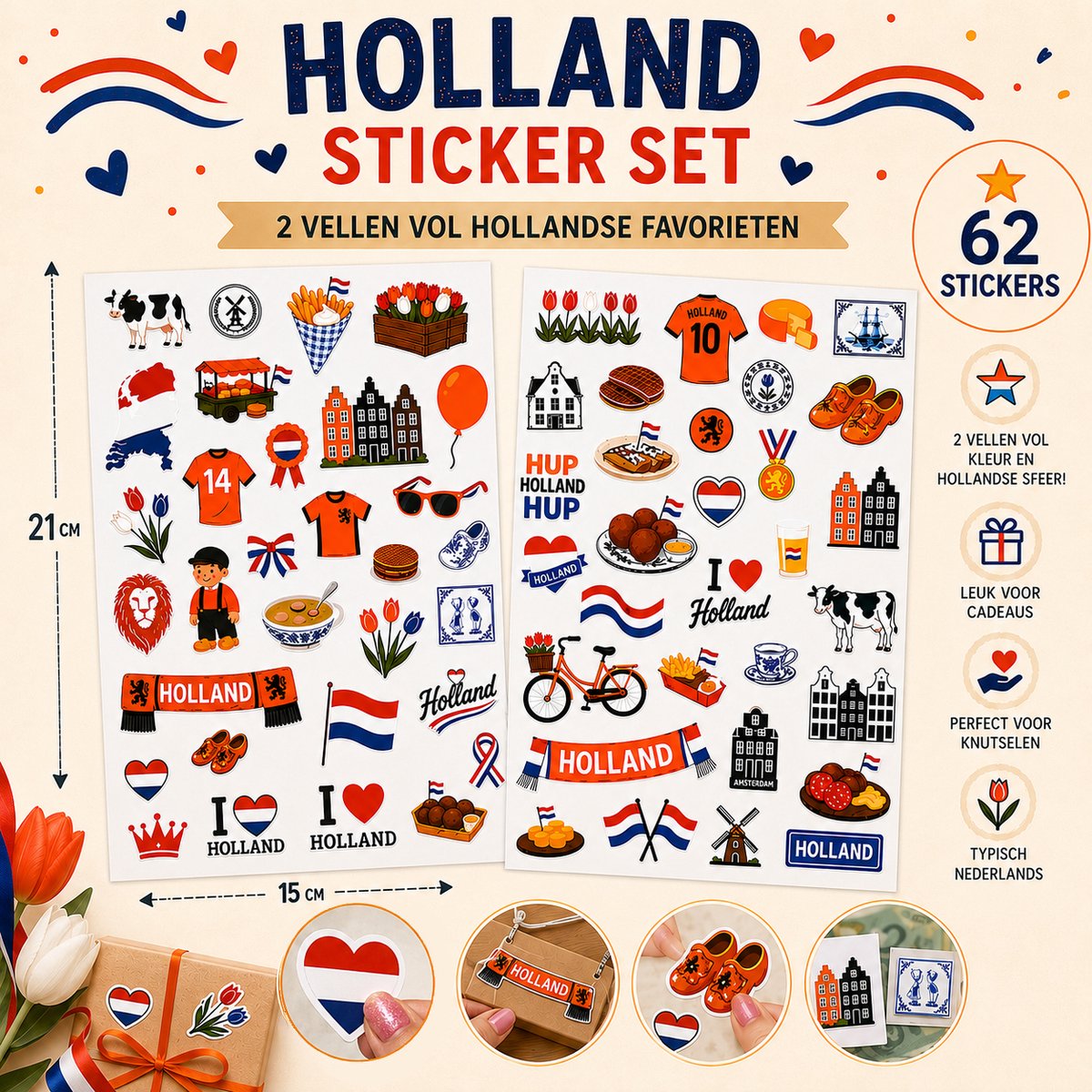 Holland Stickers - 2 Grote Stickervellen Nederland Stickers - WK Stickers — afbeelding 5