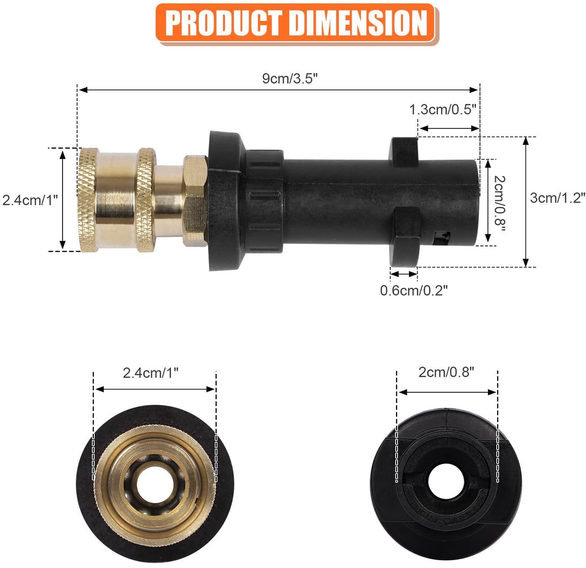 Dailygoods - Hogedrukreiniger Accessoires - Karcher Adapter - 1/4" Quick Connect - Met 5 Power Nozzle Tips - Voor Karcher K2 K3 K4 K5 K6 K7 – foto 7