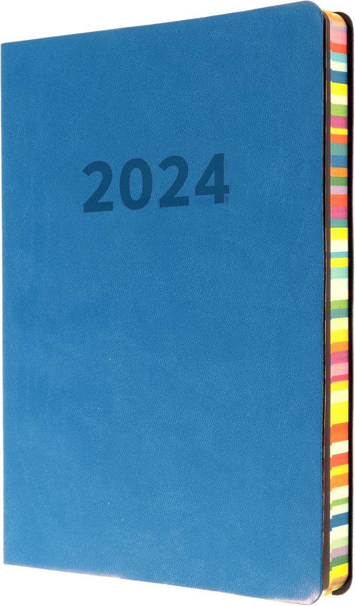 Agenda 2024 - Weekplanner Organizer - Persoonlijke Planning - Gevlamde Randen - A5 Formaat - Lichtblauw