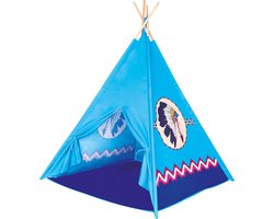 Kindertent TeePee - Speelhuisje Kinderkamer - Fantasie Spelen - Met Raam - 120x120x150 cm - Blauw
