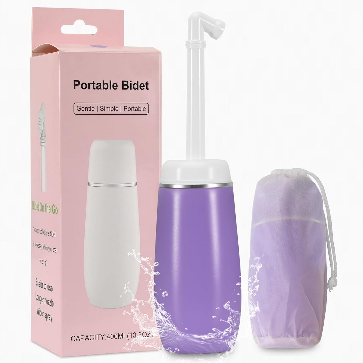 Draagbaar Bidet - Reis Bidet - Persoonlijke Hygiëne - Lekvrij Ontwerp - 400ml Capaciteit - Paars