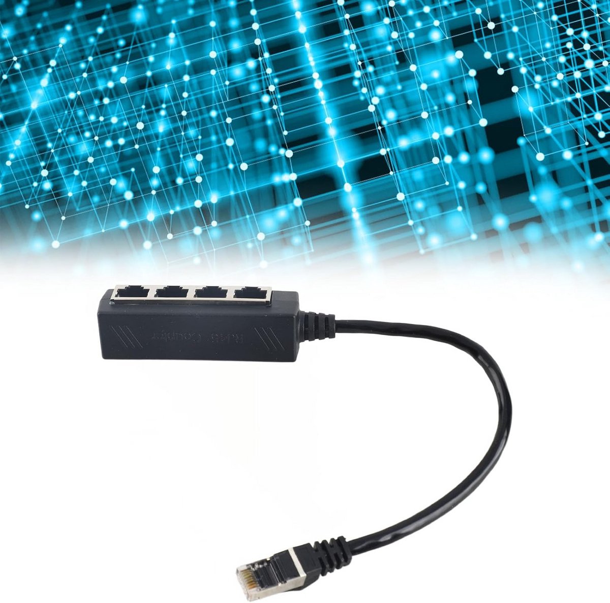 Netwerk Splitter - Ethernet Adapter - Verbind Meerdere Apparaten - Vergulde Kern - 1 tot 4 Poort - Zwart