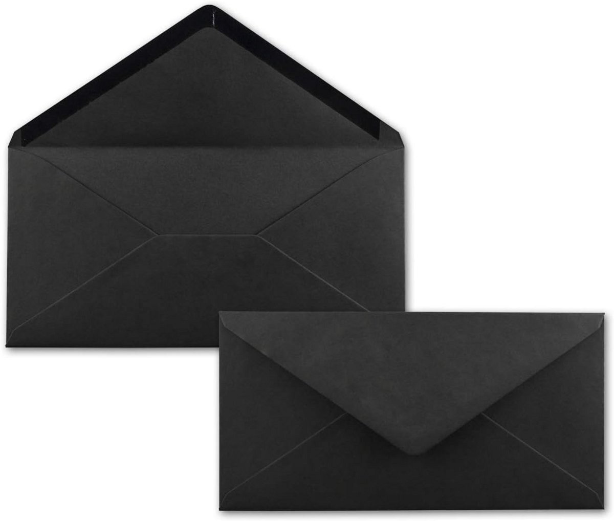 Briefenveloppen Zwart - Post Enveloppen - Kaarten Versturen - Volledig Gekleurd Papier - 50 Stuks 110x220mm - Zwart