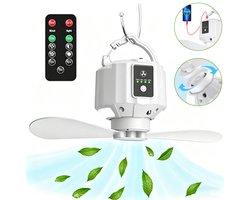 5200mah Tentplafondventilatoren – Draagbare Tentventilator Met Verlichting – Campingventilator Met Ophanghaak – 3 Windsnelheidsniveaus