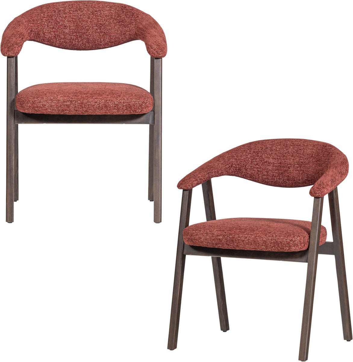 WOOOD Avar Eetkamerstoel Armleuning Bordeaux - Set Van 2 - 77x60x60
