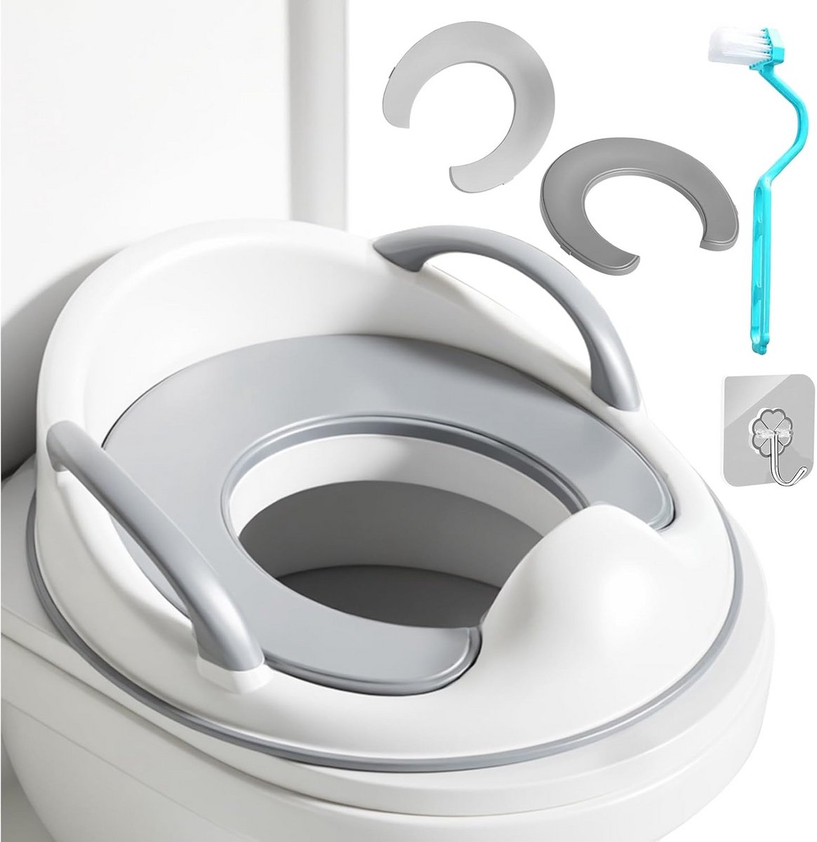 Kinder Toiletverkleiner - Toiletstoel - Zelfstandig Plassen - Met Rugleuning Handvatten - 1-5 Jaar - Wit