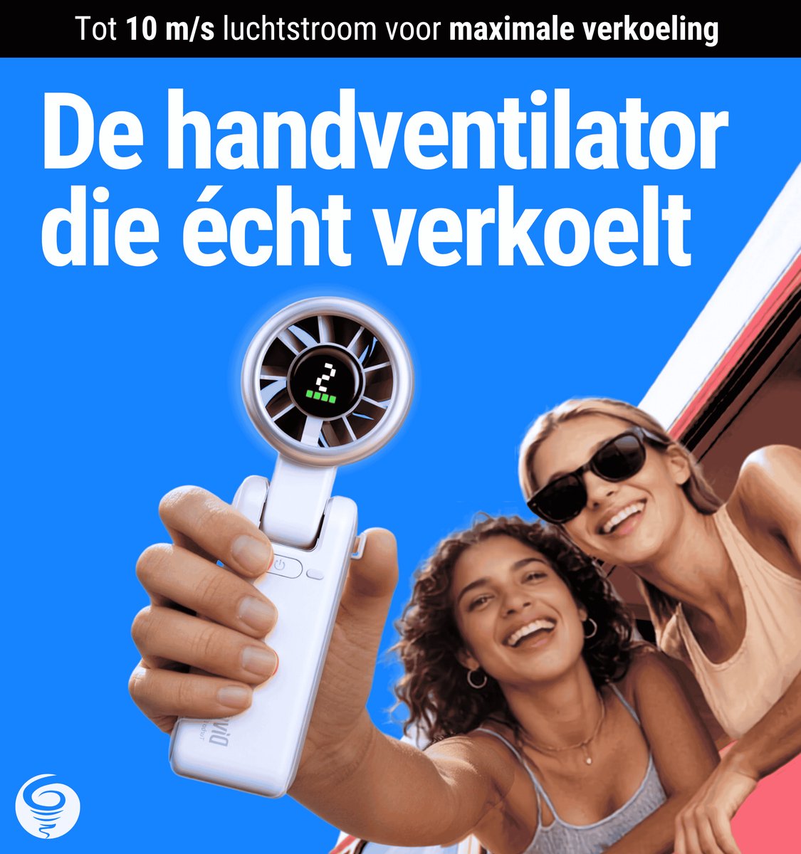 High-Speed Handventilator | CYCLONE Verkoelende Airflow | USB-C oplaadbaar | Intro 2026 | Krachtige 4.000 mAh lithium-ion oplaadbare batterij — afbeelding 3