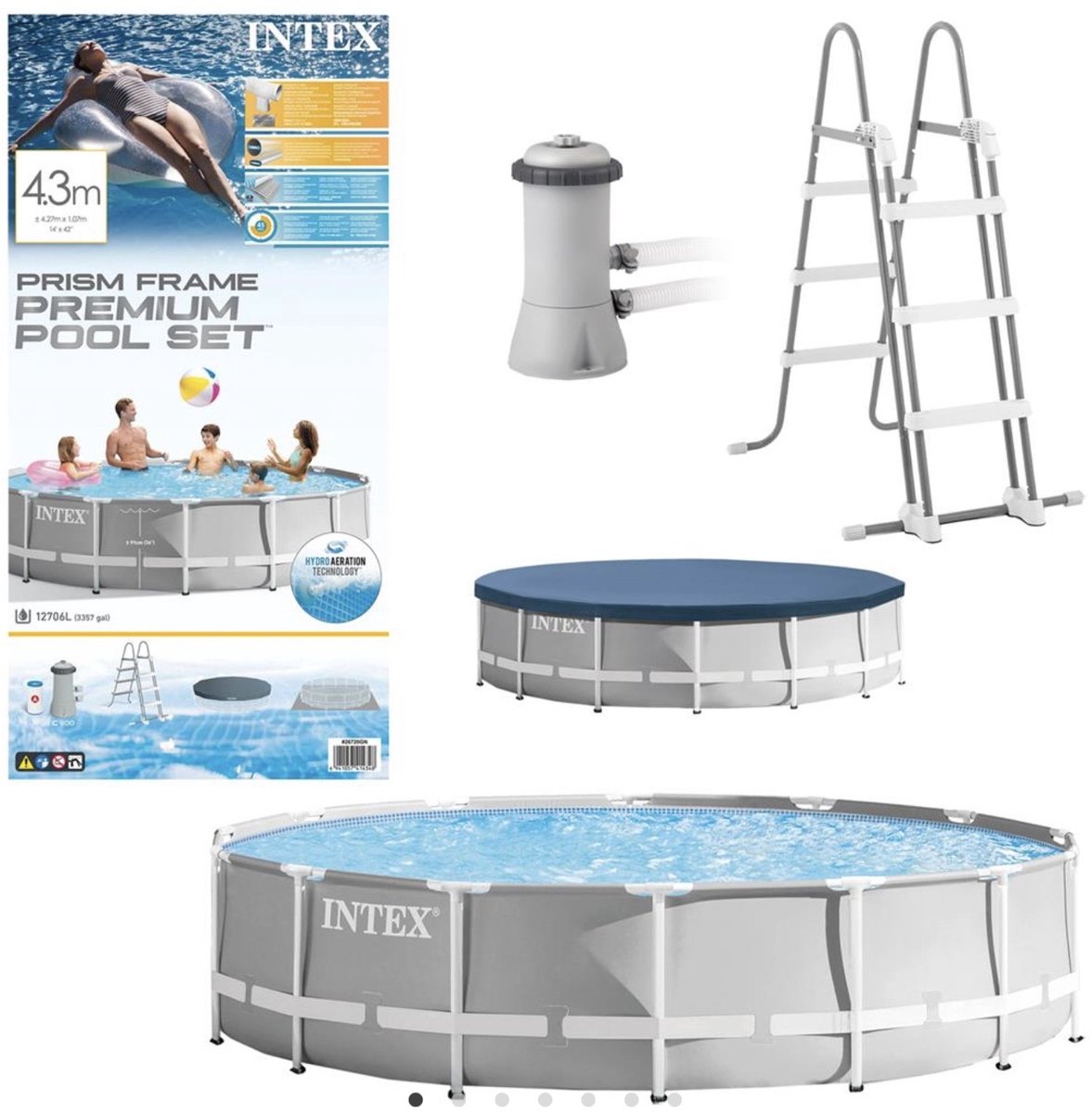 Intex Prism Frame™ Premium Pool Set - Opzetzwembad - Ø 427 x 107 cm met filterpomp
