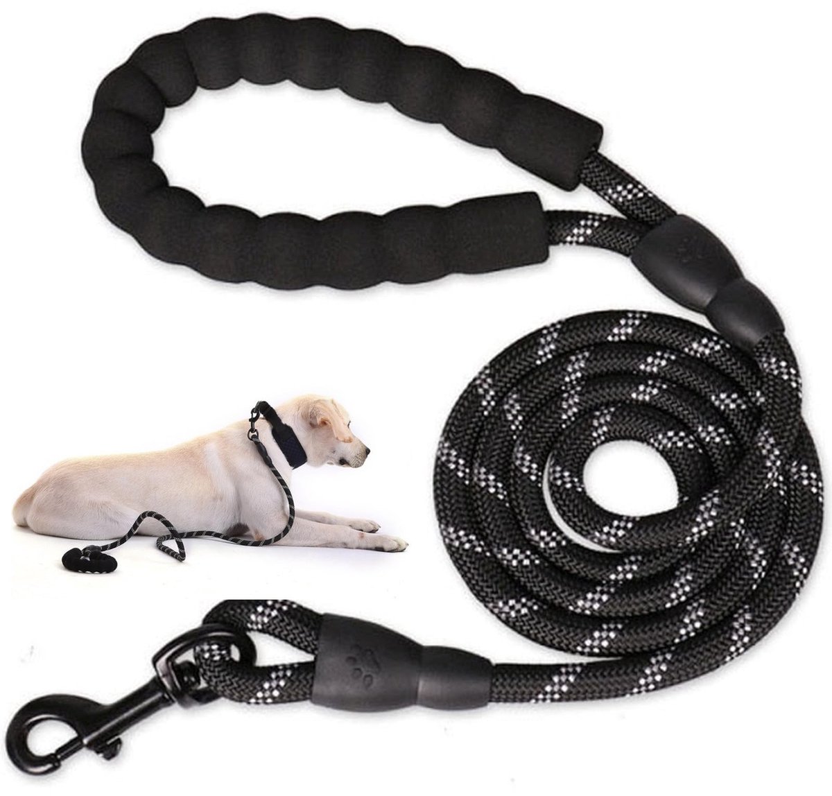 Dailygoods- Hondenriem 150 cm - Verstelbare Trainingslijn - Reflecterend - Gevoerde Handgreep - Nylon - Duurzaam en Slijtvast - Hondentuig