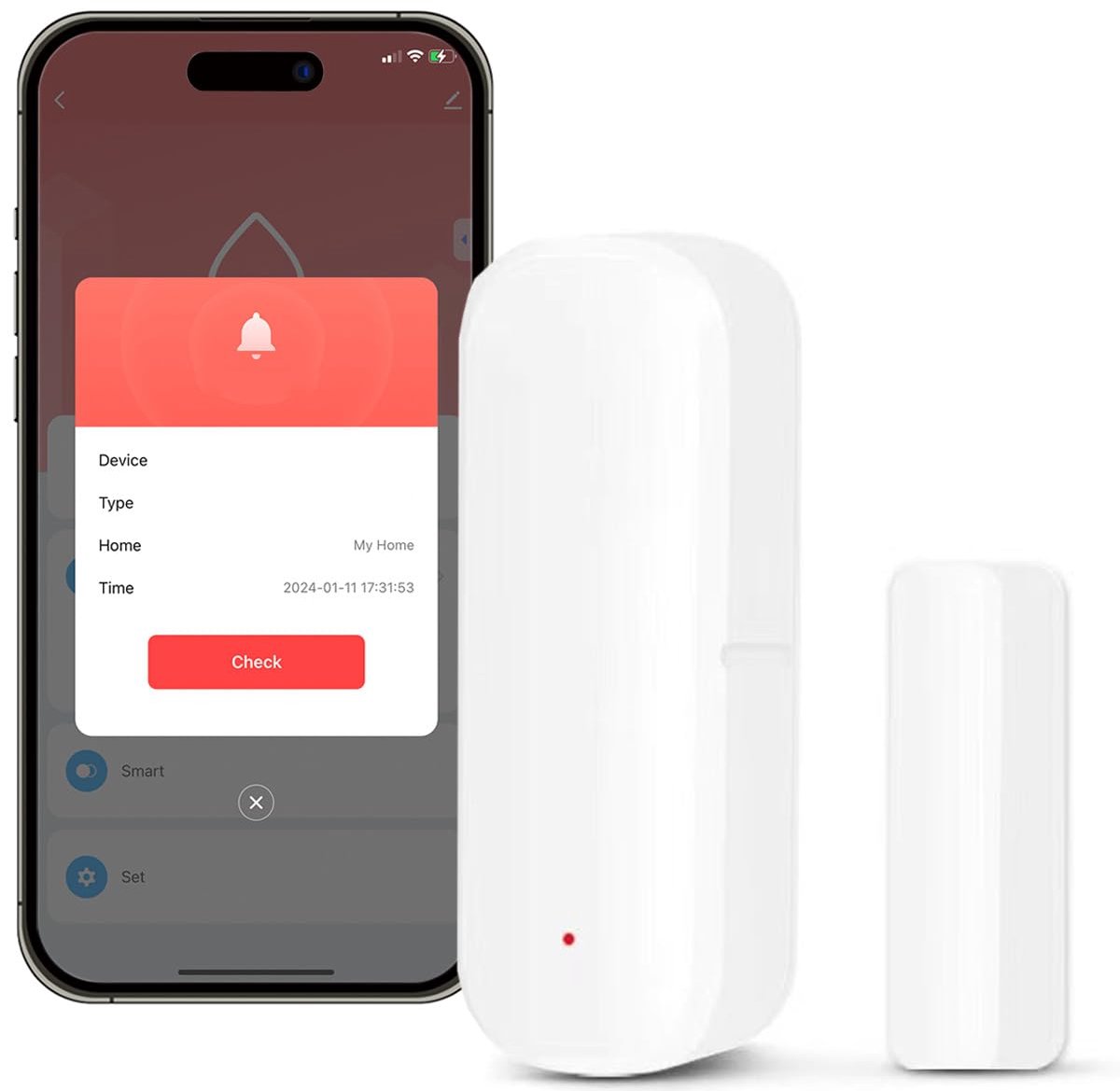 Wifi Deursensor - Draadloze Contactsensor - Slim Huis - Geen Hub Nodig - Mini Formaat - Wit