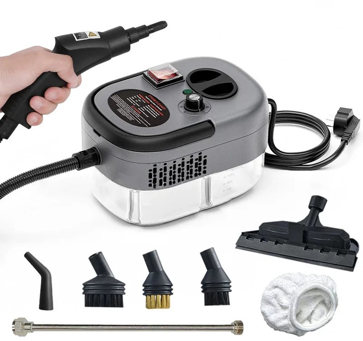 Novyro Living - stoomreiniger - handstoomreiniger - stoommachine - draagbaar - vlekkenreiniger - 2500W - wit - keuken en badkamer