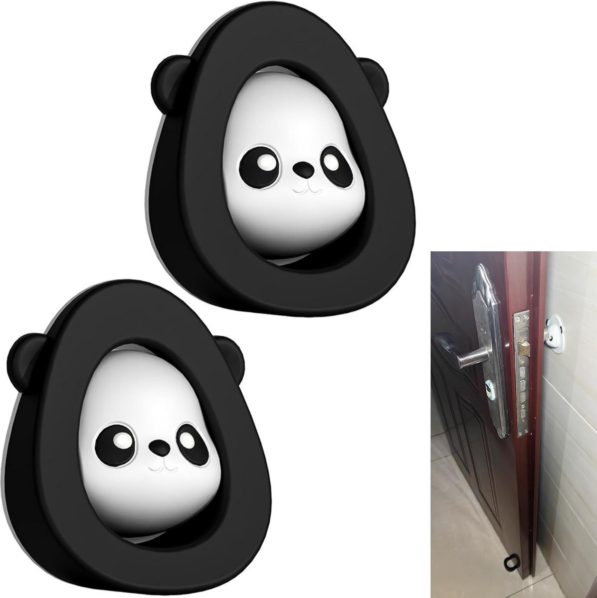 Cartoon Deurstopper - Deur Buffer - Muren Beschermen - Dubbele Functie - 2 Stuks - Zwart