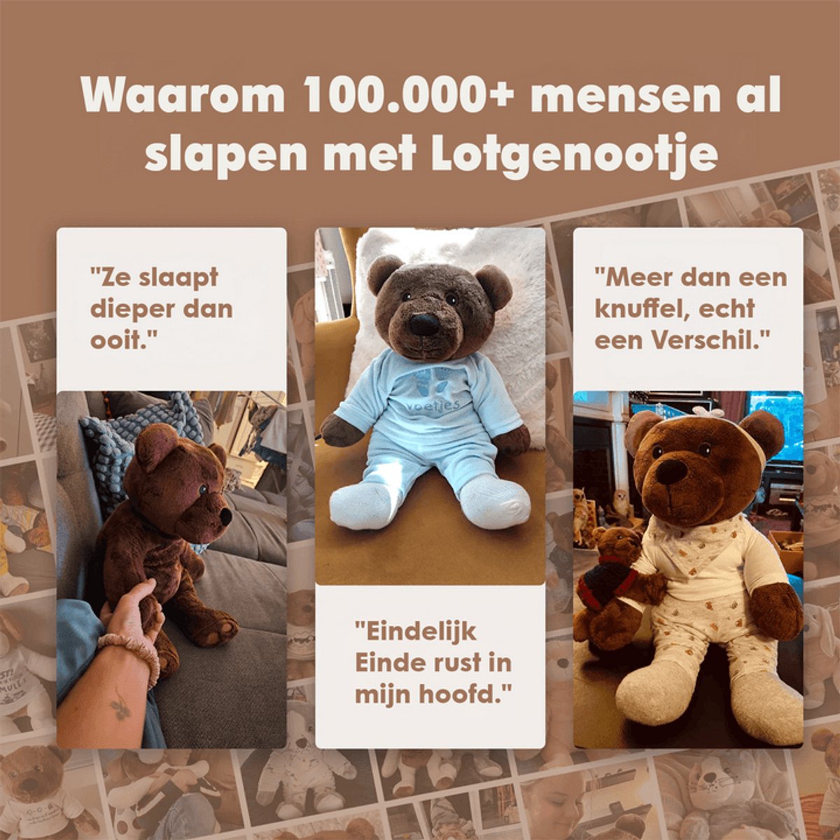 Lotgenootje Verzwaringsknuffel Beer - 45cm/2kg - Verzwaarde Knuffel - Weighted Stuffed Animal - Sensorisch Speelgoed - Zware Knuffel Anxiety - Plushie — afbeelding 5