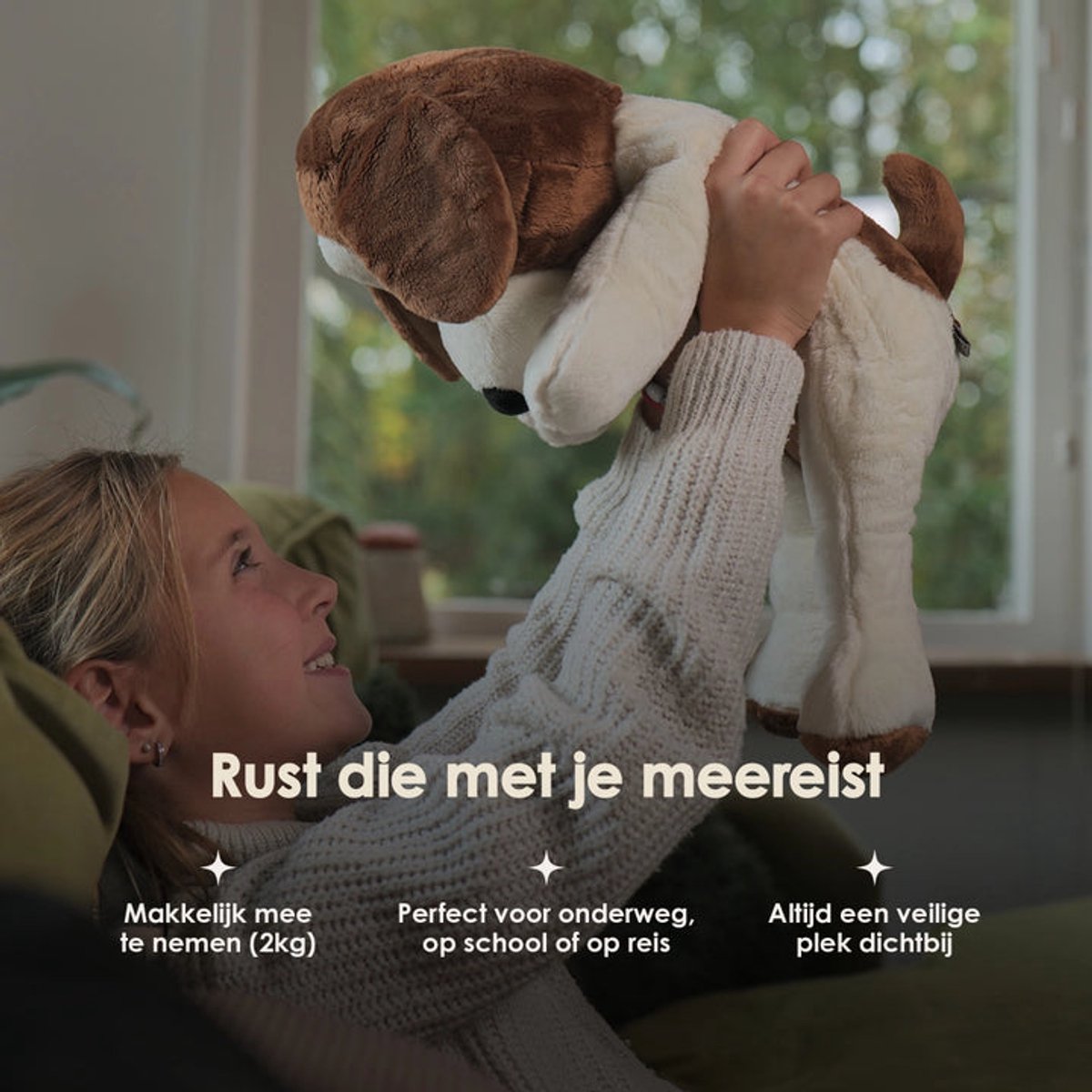 Lotgenootje Verzwaringsknuffel Hond - 45cm/2kg - Verzwaarde Knuffel - Weighted Stuffed Animal - Sensorisch Speelgoed - Zware Knuffel Anxiety - Plushie — afbeelding 2