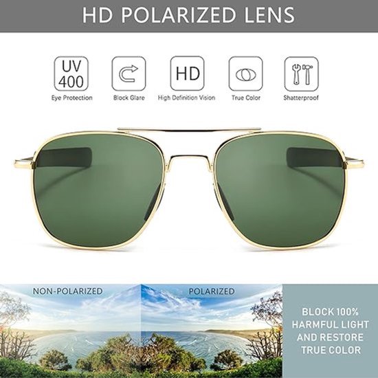 Men's military polarized aviator sunglasses with bayonet-style temples van Merkloos — afbeelding 2