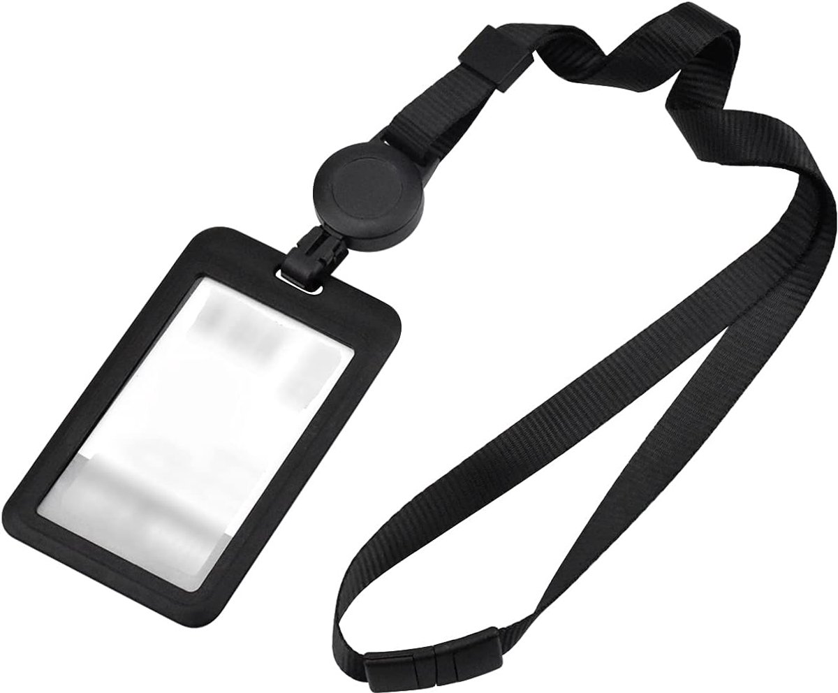 ID-kaarthouder set - Naamplaatje badgehouder - Toegang beheren - Met intrekbare haspel - 11 x 7 cm - Zwart
