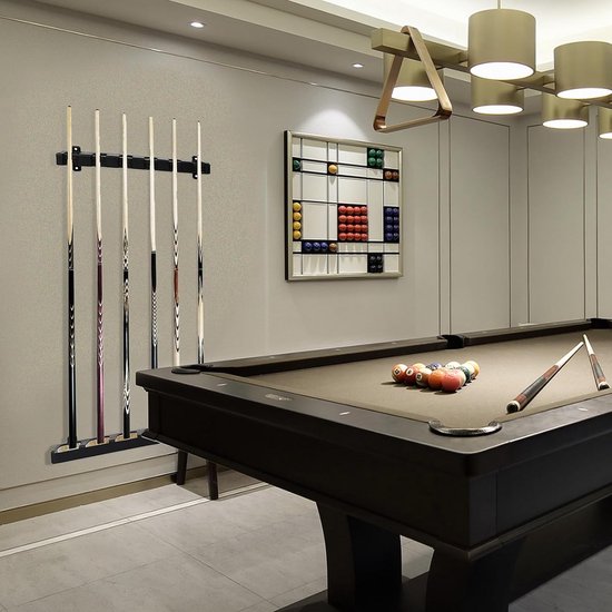 Billiard Cue Holder - Keu Opberger - Keus Organiseren - Inclusief Beschermhoezen - Voor 6 Keus - Zwart — afbeelding 2