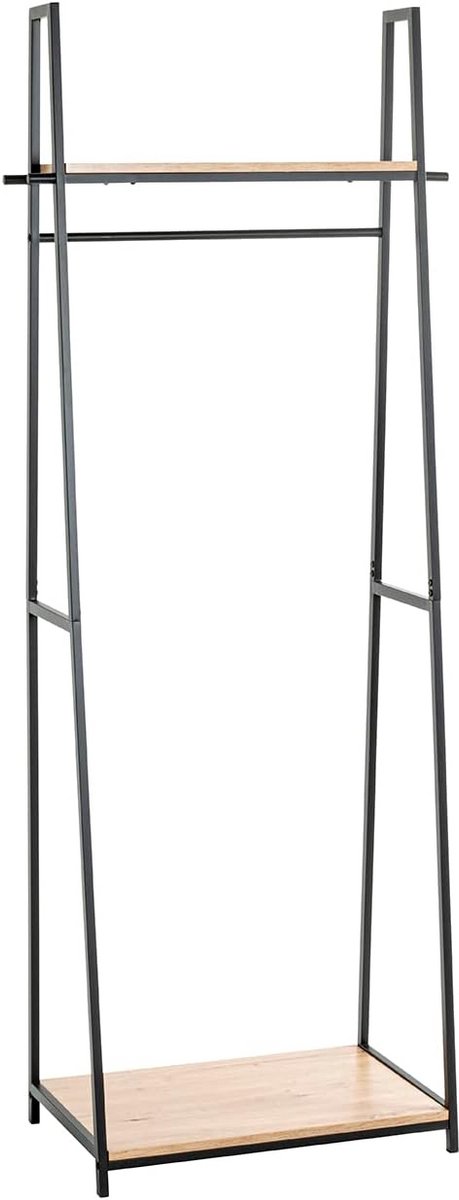 Staande kapstok - Kledingrek meubel - Kleding opbergen - Eikenlook planken - 68 x 166 cm -