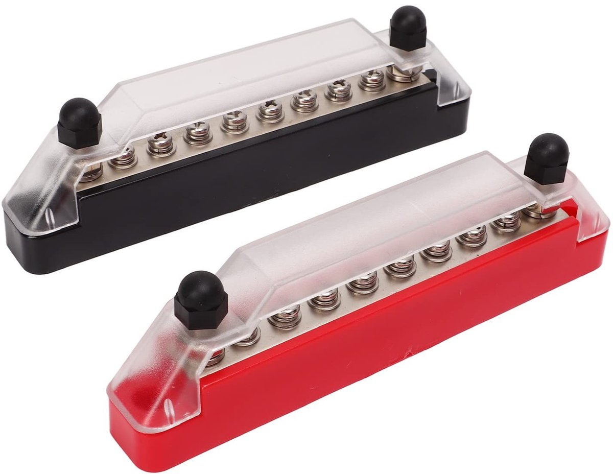 Dailygoods - Universele Marine Busbar Stroomverdeling - Stroomdistributie - M6 Bout en M4 Schroef - Compact Ontwerp - Beschermhoes - Geschikt voor RV...