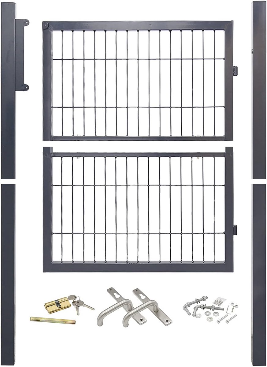 Tuinpoort - Duitse poort - Perceel afbakenen - Roestbestendig gepoedercoat - 120x100 cm - 