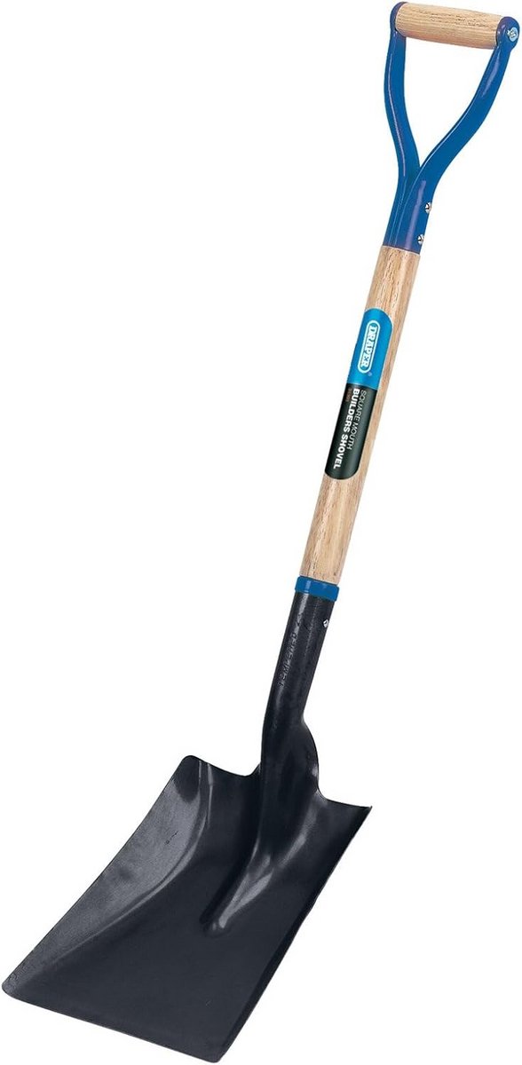 Bouwers Schop - Tuinschop Vierkante Mond - Tuinonderhoud - Hardhouten Schacht - 94 cm - Blauw en Zwart