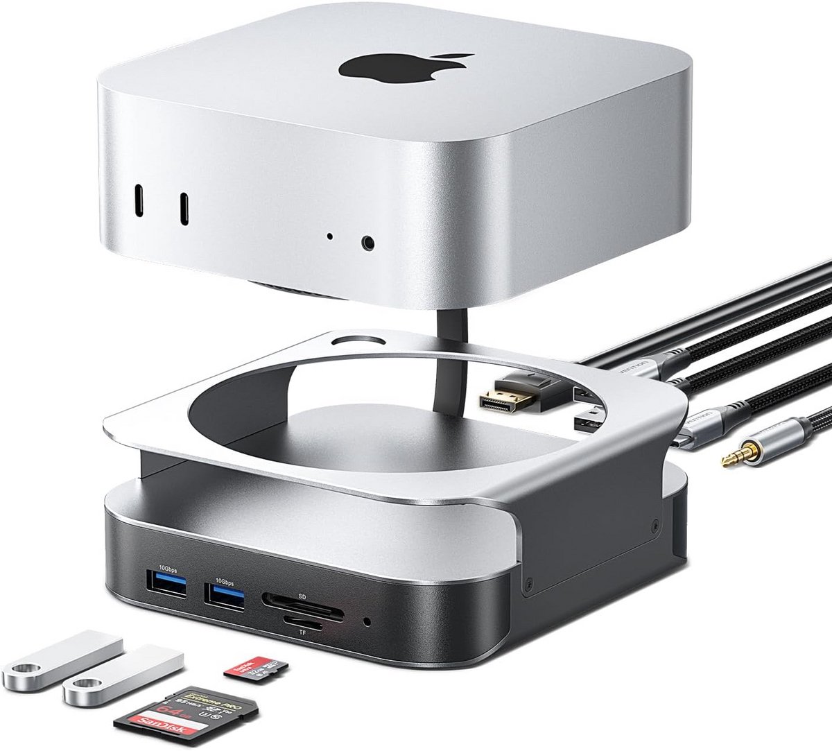 USB-C Docking Station - Mac Mini Hub - Extra Poorten - 10-in-1 Functionaliteit - 11 Poorten - Zilver