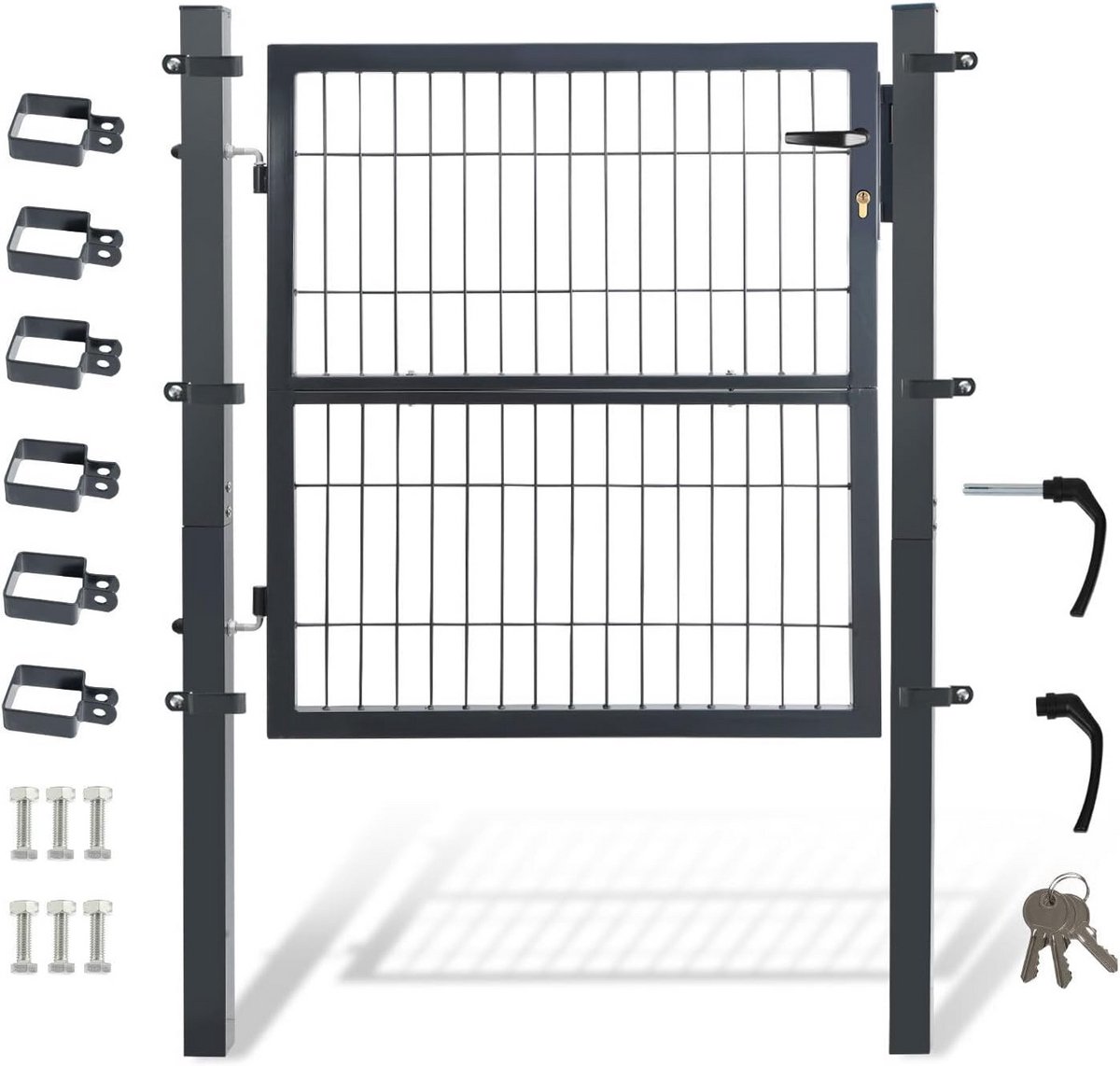 Tuindeur - Tuinpoort Hek - Tuin Afscheiden - Verstelbaar Cilinderslot - 120 x 100 cm - Ant