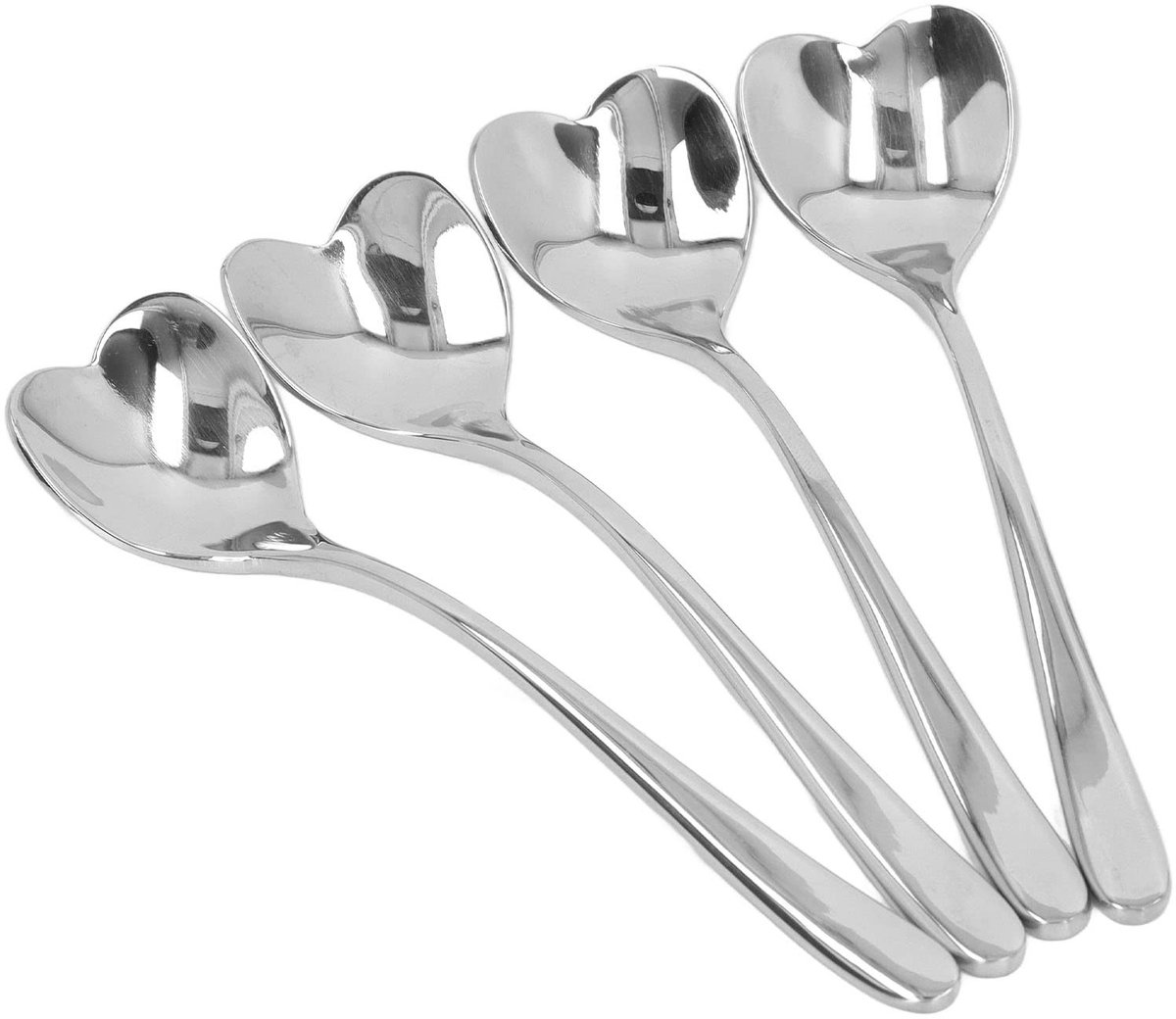 Dailygoods- Koffielepel 4 Stuks - Roestvrij Staal - Ergonomisch Handvat - Hartvormig - Duurzaam - Lichtgewicht 102x24mm - Lepel