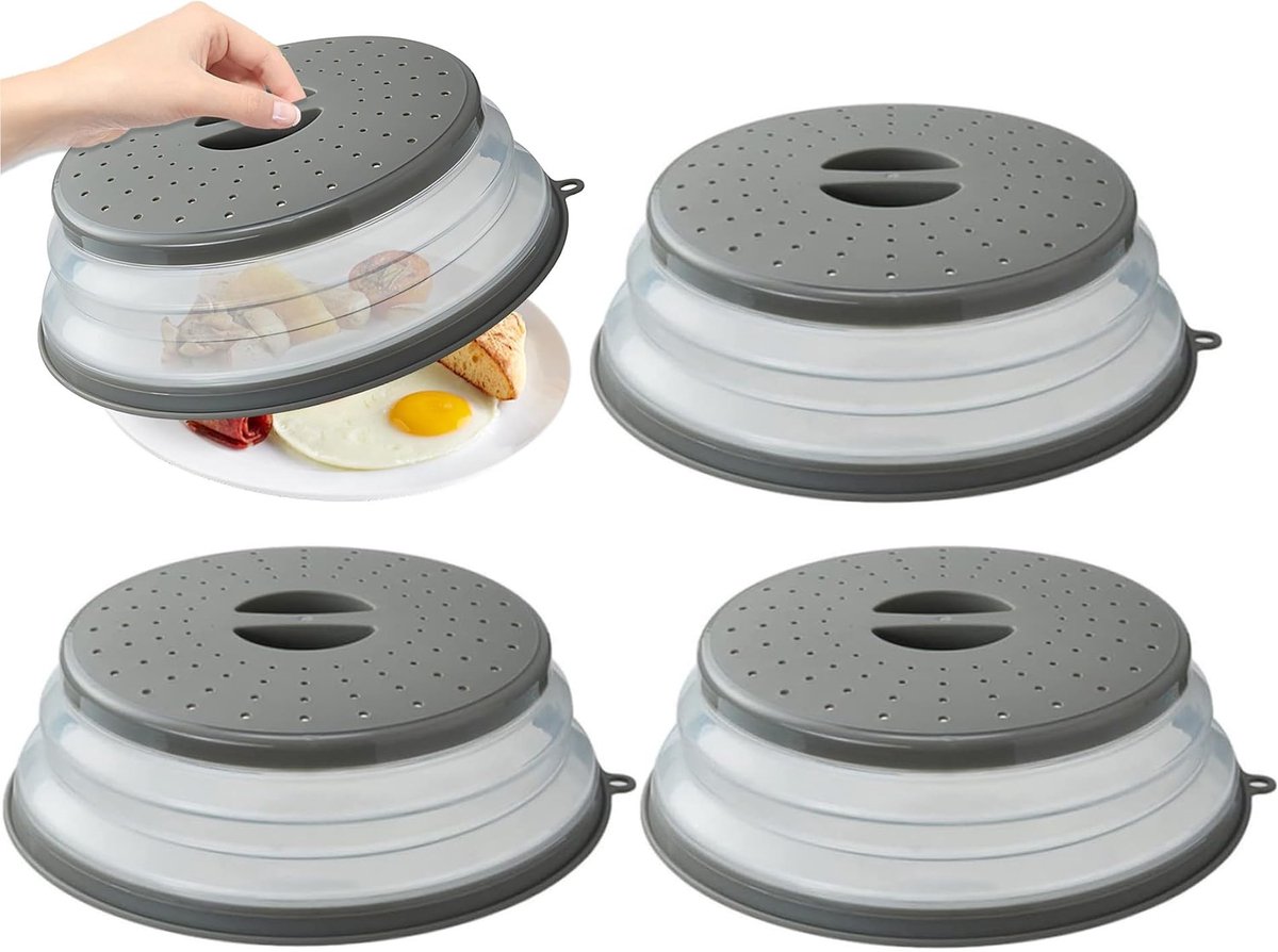 Dailygoods- Magnetrondeksel 30cm - Opvouwbaar - Splashproof - Stoomgaatjes - Ergonomische Handgreep - Ruimtebesparend - Magnetronhoes