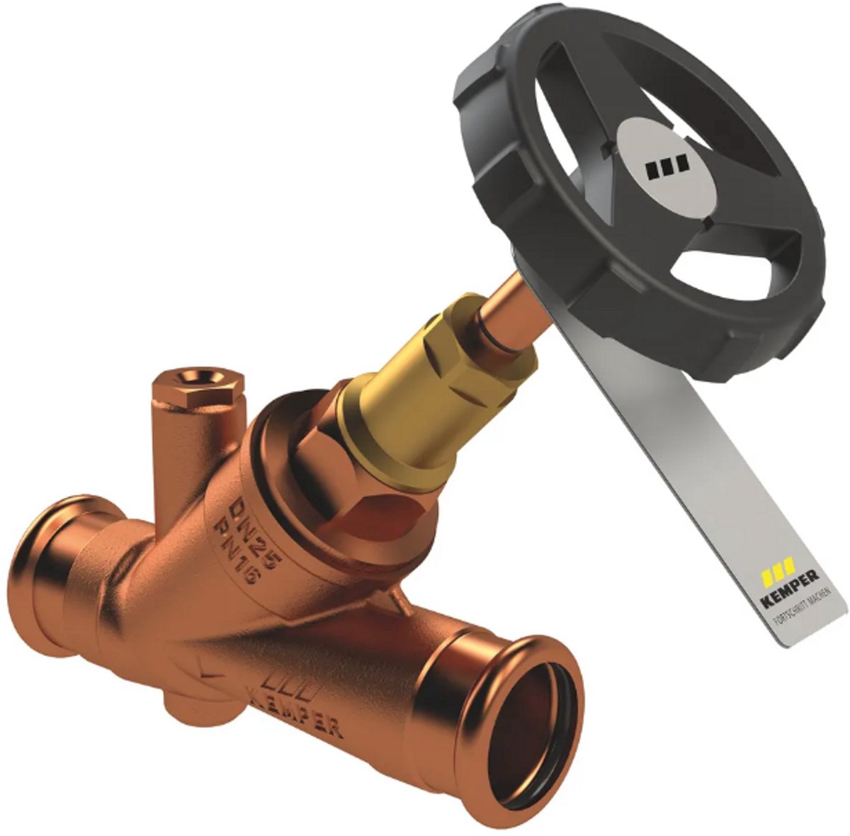 Kemper WESER Vrijstroomafsluiter - Met Mapress Persaansluiting 22mm - DN20 - Brons - Afsluiter Waterleiding