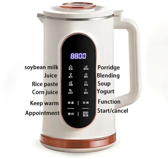 Sojamelk Maker 1,5L - Multifunctionele Blender & Soepmaker - 10 Messen RVS - Touchscreen - Zelfreinigend - Timer tot 12 uur - Warm & Koud Functie — afbeelding 5