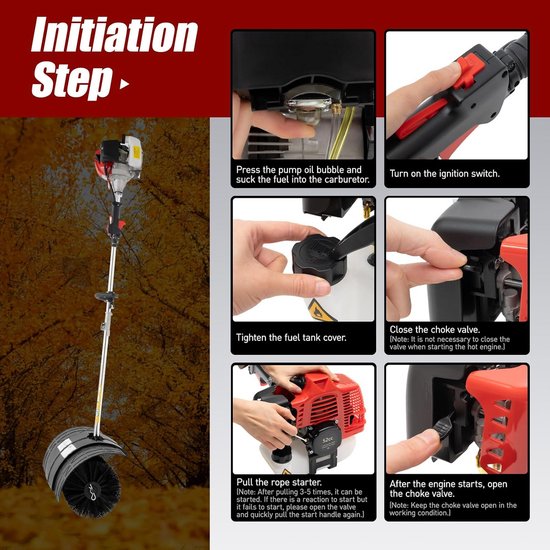Handveegmachine met Benzine Motor 52cc 2,3 pk - 58cm Veegbreedte - 2-takt Motorbezem voor Sneeuw en Vuil van Merkloos	 — afbeelding 3