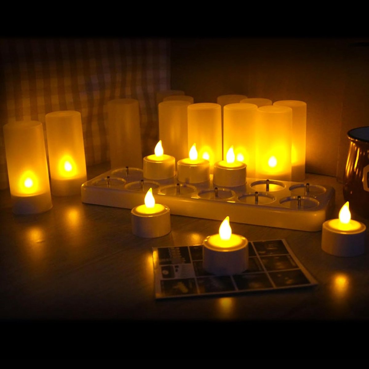 LED Kaarsen - Vlamloze lampjes - Sfeervol decoreren - Oplaadbaar via USB - 12 stuks - Geel