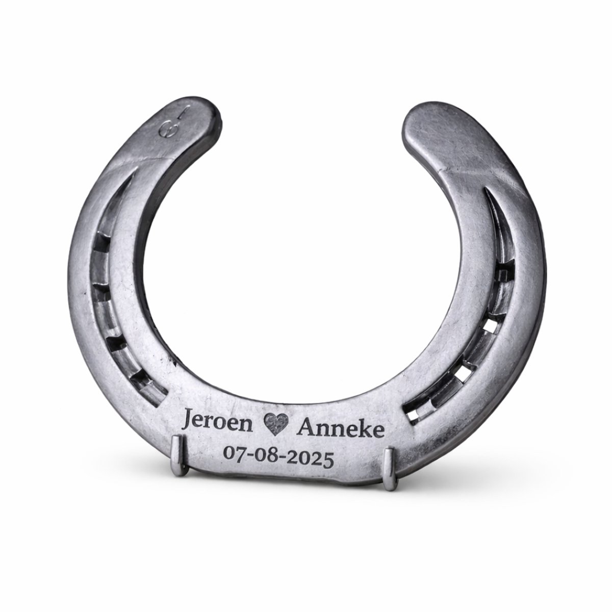 Hoefijzergeschenk.nl - Hoefijzer met persoonlijke tekst gegraveerd - Geluksbrenger - Zilver - 15 x 15 cm