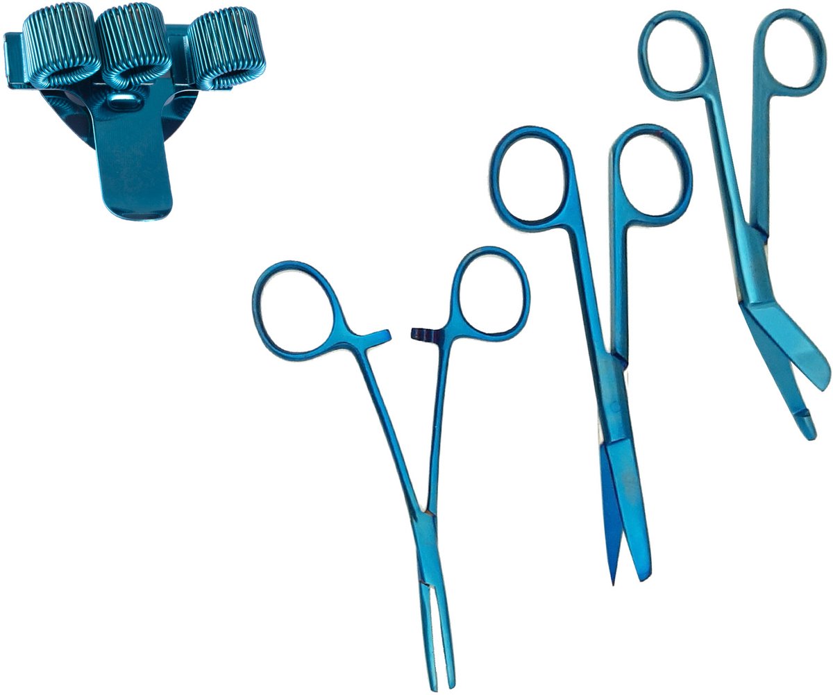 Verpleegkundige scharenset met Penhouder - Blauw – Zusterschaar – Medische Schaar voor Zorg & Thuiszorg