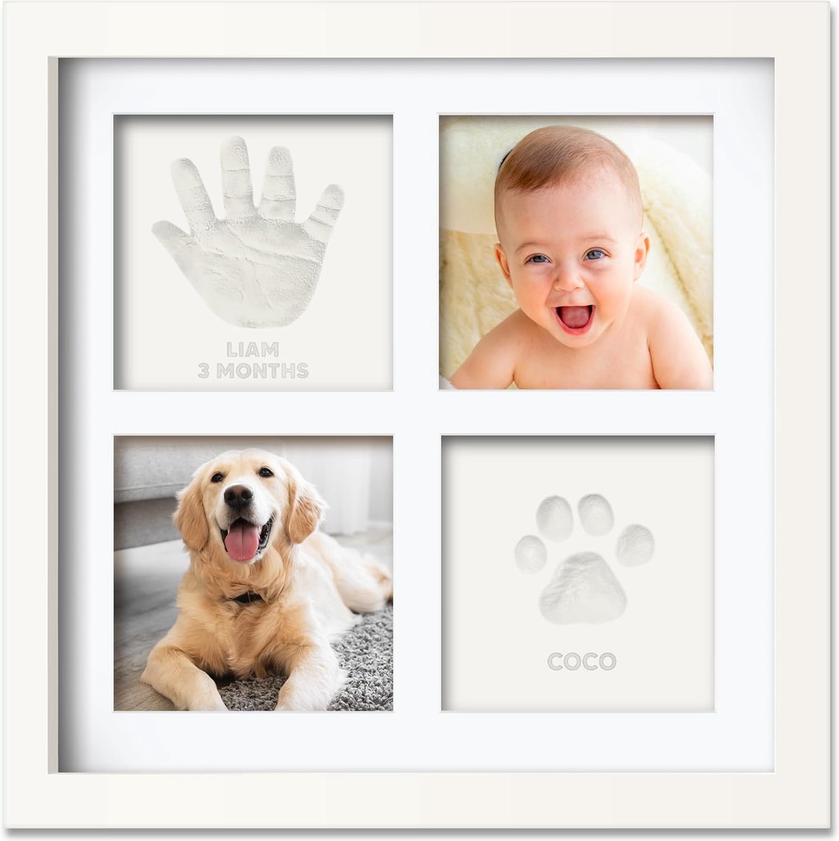 Babyafdruk Set - Gipsafdruk Baby - Herinneringen Maken - Inclusief Alfabet Stempels - 29 x 29 cm - Goud