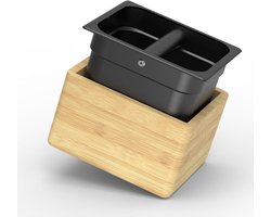 Koffie Knock Box - Barista Accessoire - Aanrecht Opruimen - Eco Bamboe Design - 2 Liter - Geel Zwart