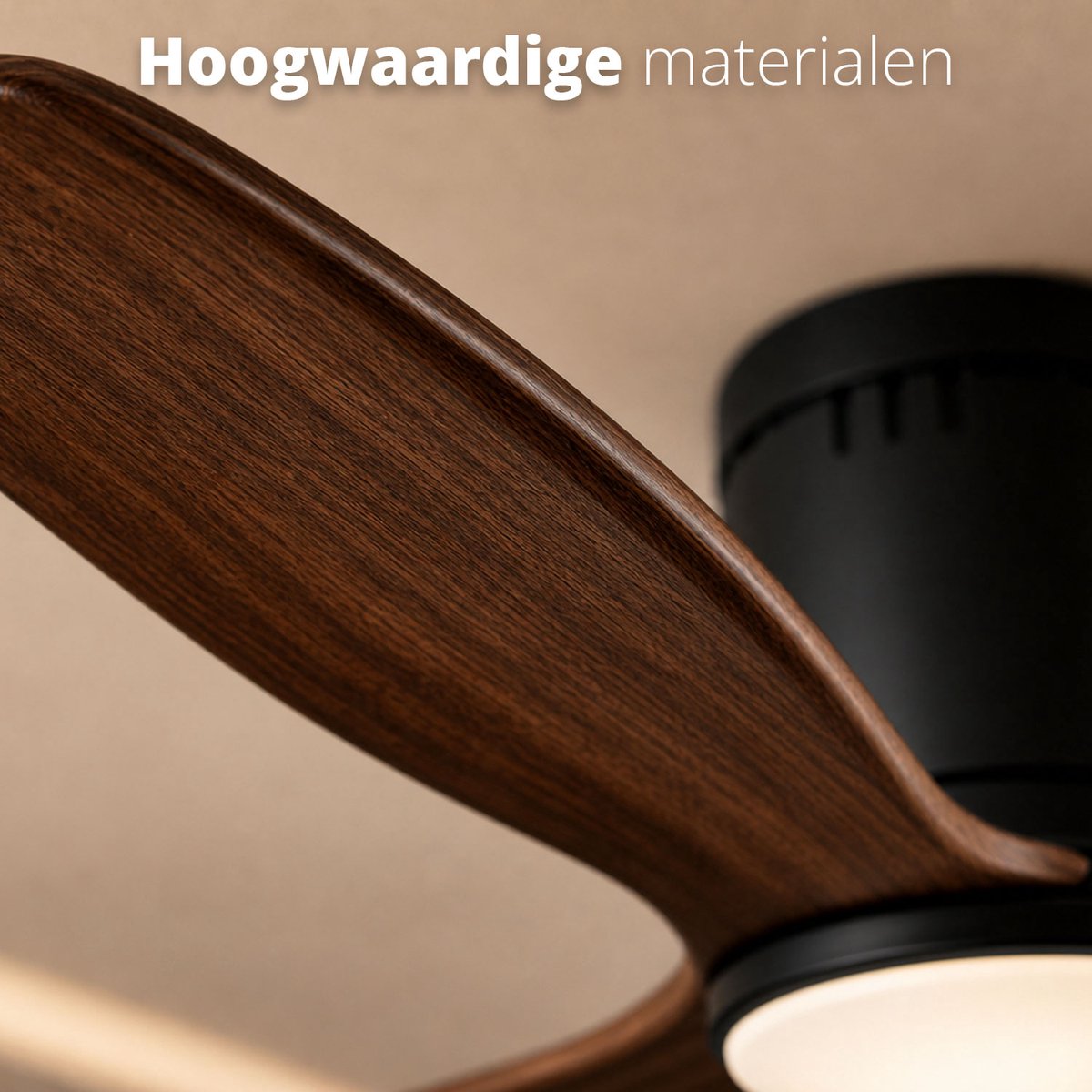 FlinQ Venturo Smart Plafondventilator met Verlichting - Ventilator voor aan het Plafond - Ideaal voor op de Slaapkamer - Bestuurbaar met App of Afstandsbediening